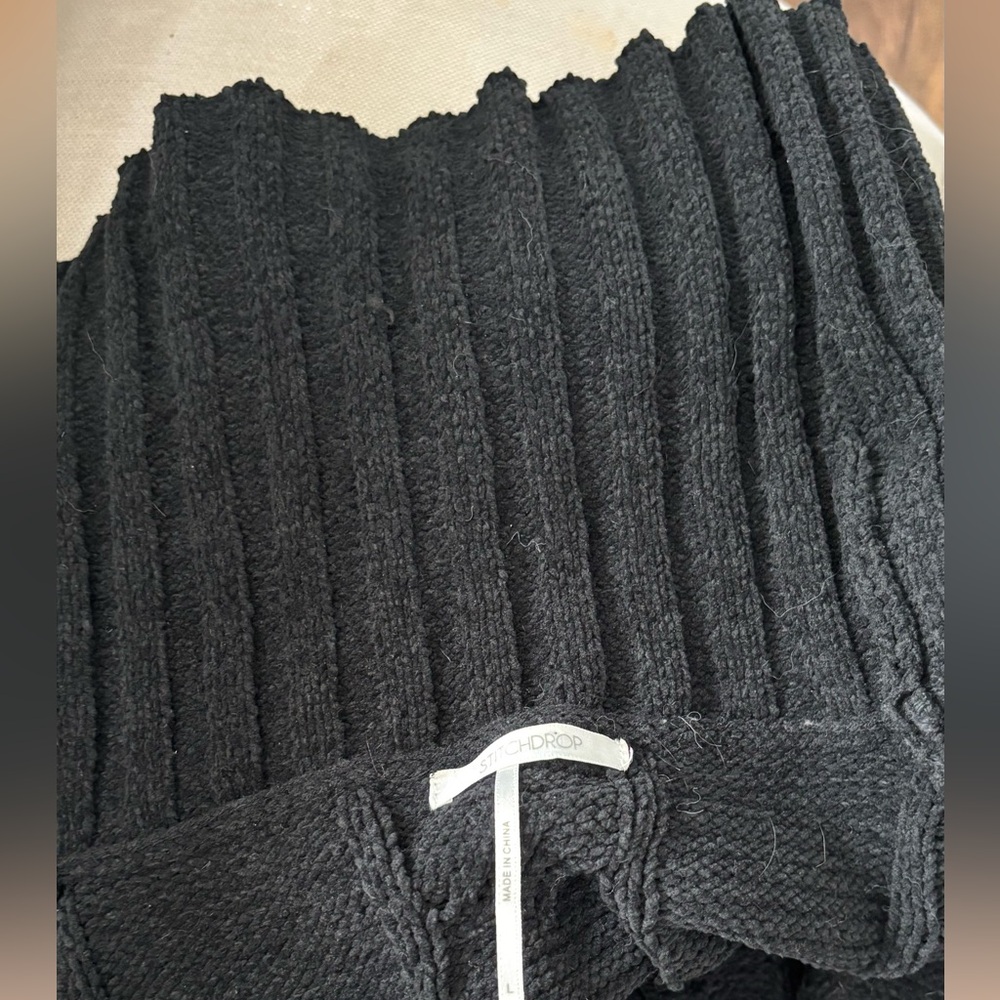 Anthropology Cozy Black Cable Knit Sweater Dress size L - Picture 9 of 10